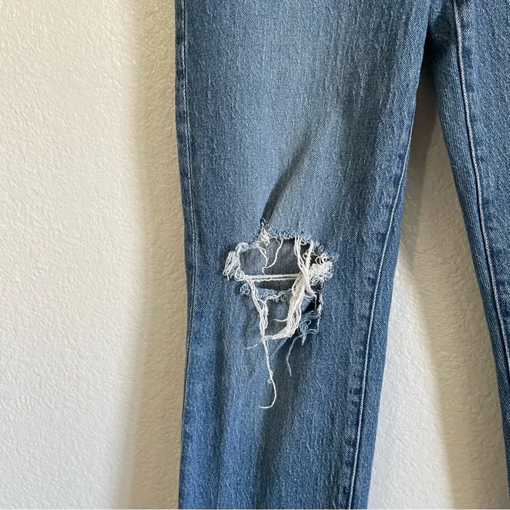 Madewell Mid Rise Perfect Vintage Jeans Ripped Distressed Blue Denim ND511 27